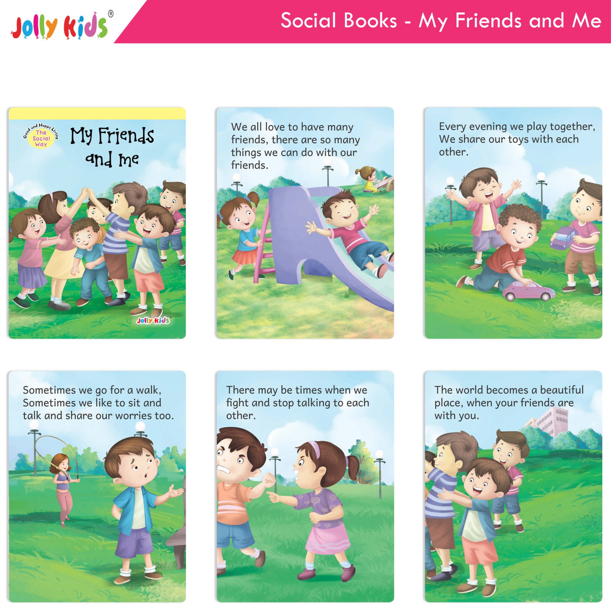 Jolly Kids Good & Happy Living The Social Way Series Books (Set of 8)| Kids Learning Social Reponsibilities in Short Stories Books Ages 3 - 8 Years | Grocsy