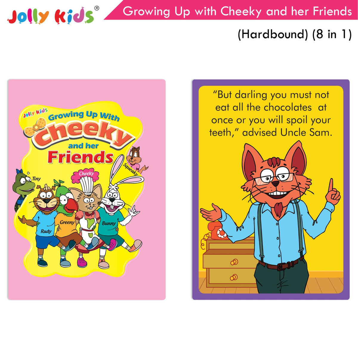 Jolly Kids Growing Up with Cheeky and Her Friends (8 in 1)|Character base Story Book for Kids Ages 3-8 years| Hardbound Book | Grocsy