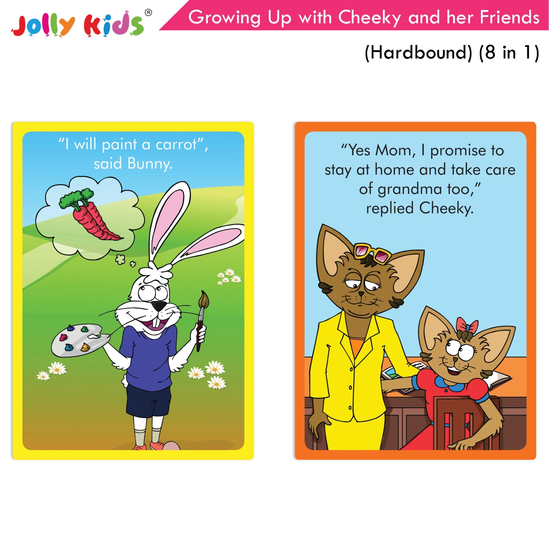 Jolly Kids Growing Up with Cheeky and Her Friends (8 in 1)|Character base Story Book for Kids Ages 3-8 years| Hardbound Book | Grocsy