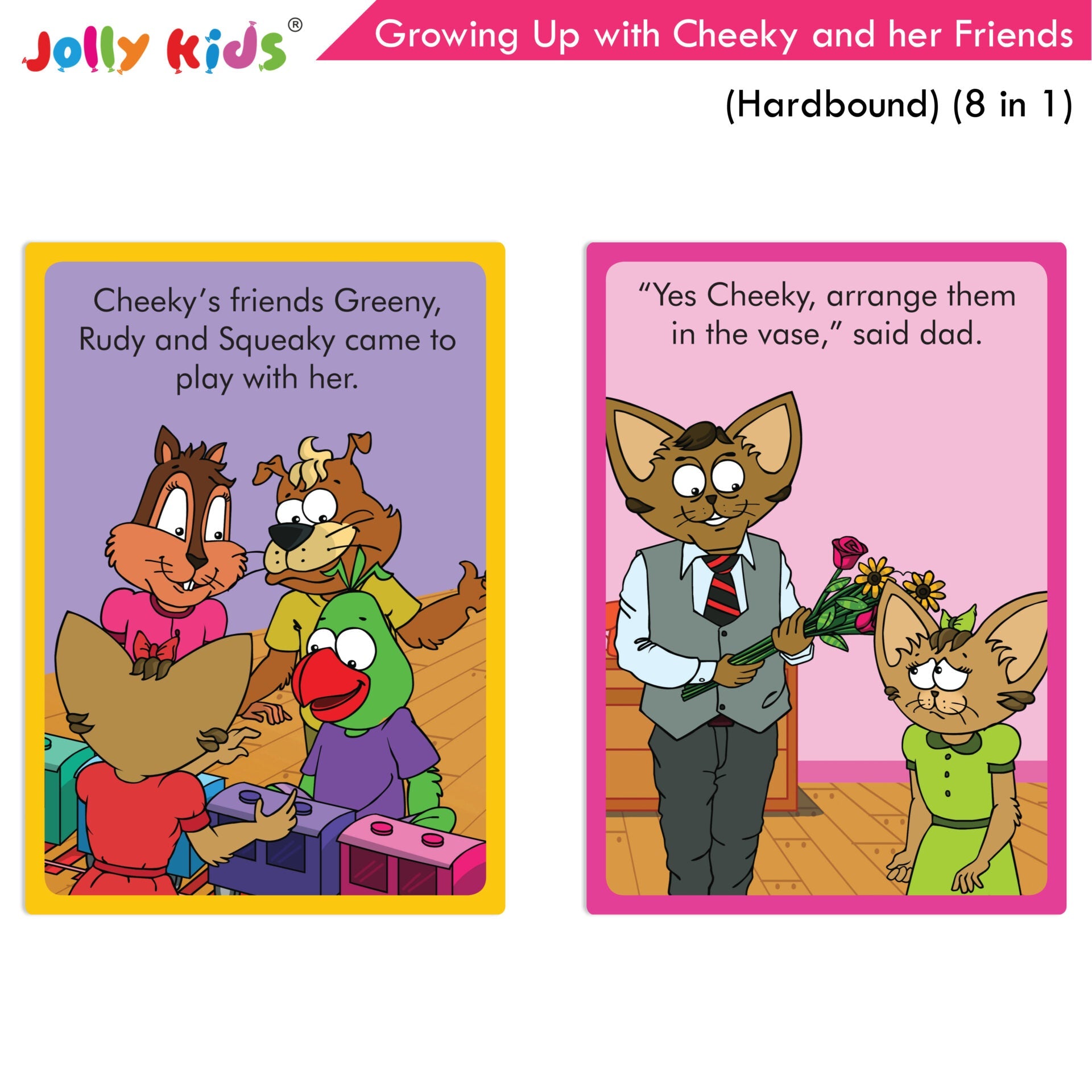 Jolly Kids Growing Up with Cheeky and Her Friends (8 in 1)|Character base Story Book for Kids Ages 3-8 years| Hardbound Book | Grocsy