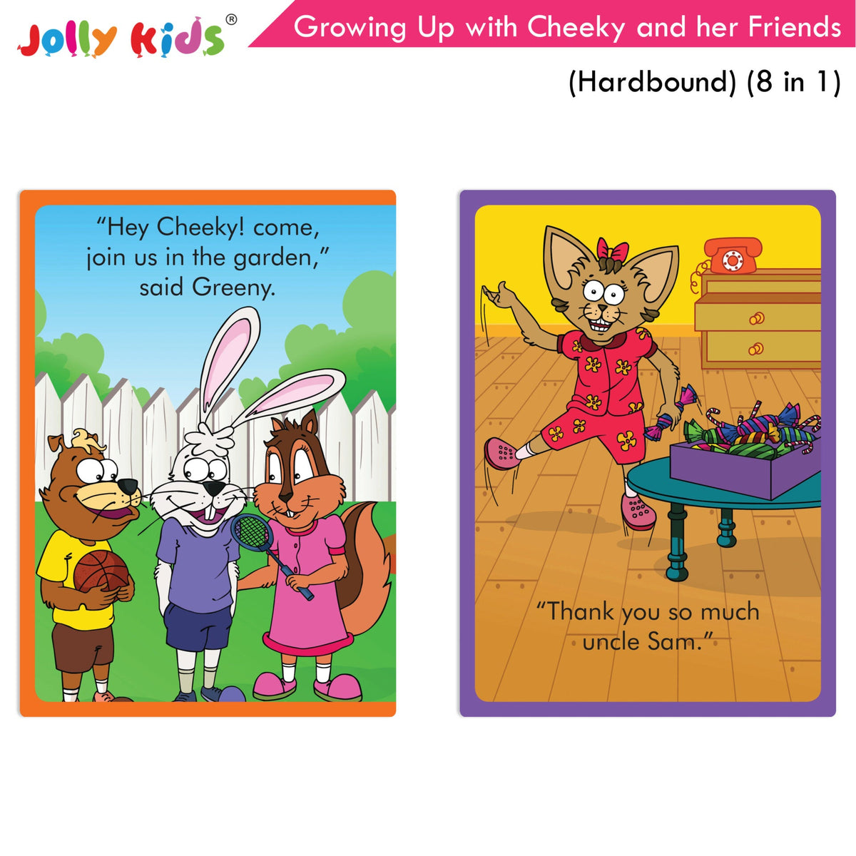 Jolly Kids Growing Up with Cheeky and Her Friends (8 in 1)|Character base Story Book for Kids Ages 3-8 years| Hardbound Book | Grocsy