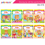 Jolly Kids Growing Up with Polo and His Friends Character Base Stories Books Set of 8| Large Picture Stories Books for Kids Ages 3 -8 Years | Grocsy