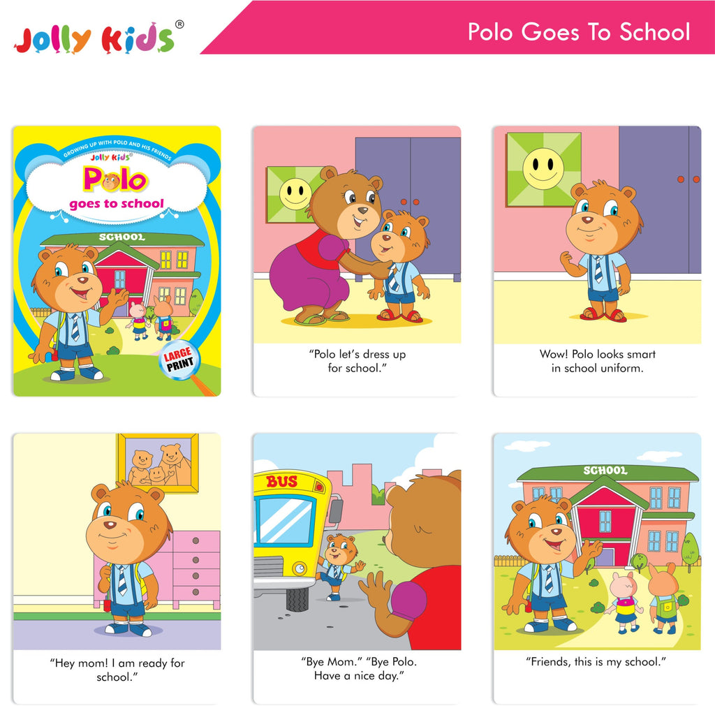 Jolly Kids Growing Up with Polo and His Friends Character Base Stories Books Set of 8| Large Picture Stories Books for Kids Ages 3 -8 Years | Grocsy