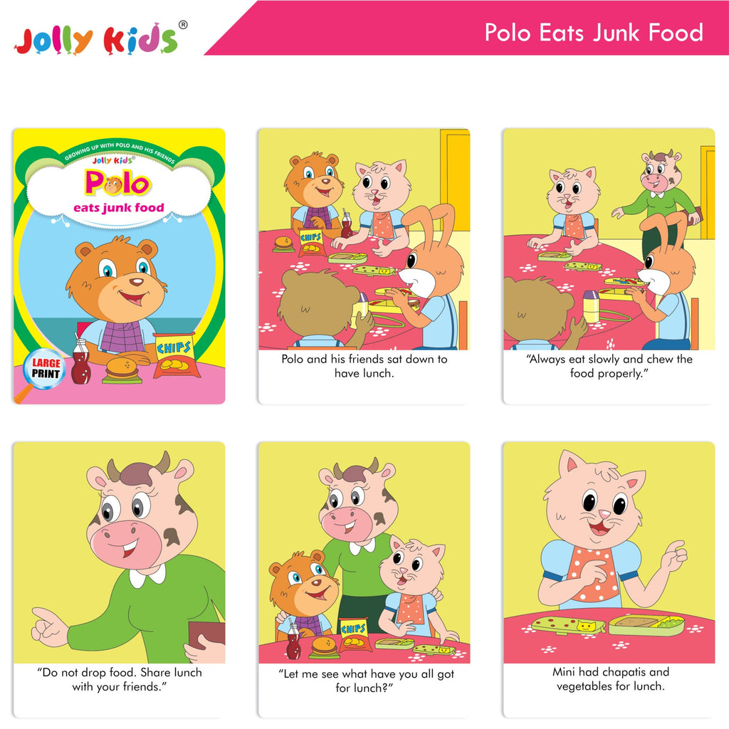 Jolly Kids Growing Up with Polo and His Friends Character Base Stories Books Set of 8| Large Picture Stories Books for Kids Ages 3 -8 Years | Grocsy