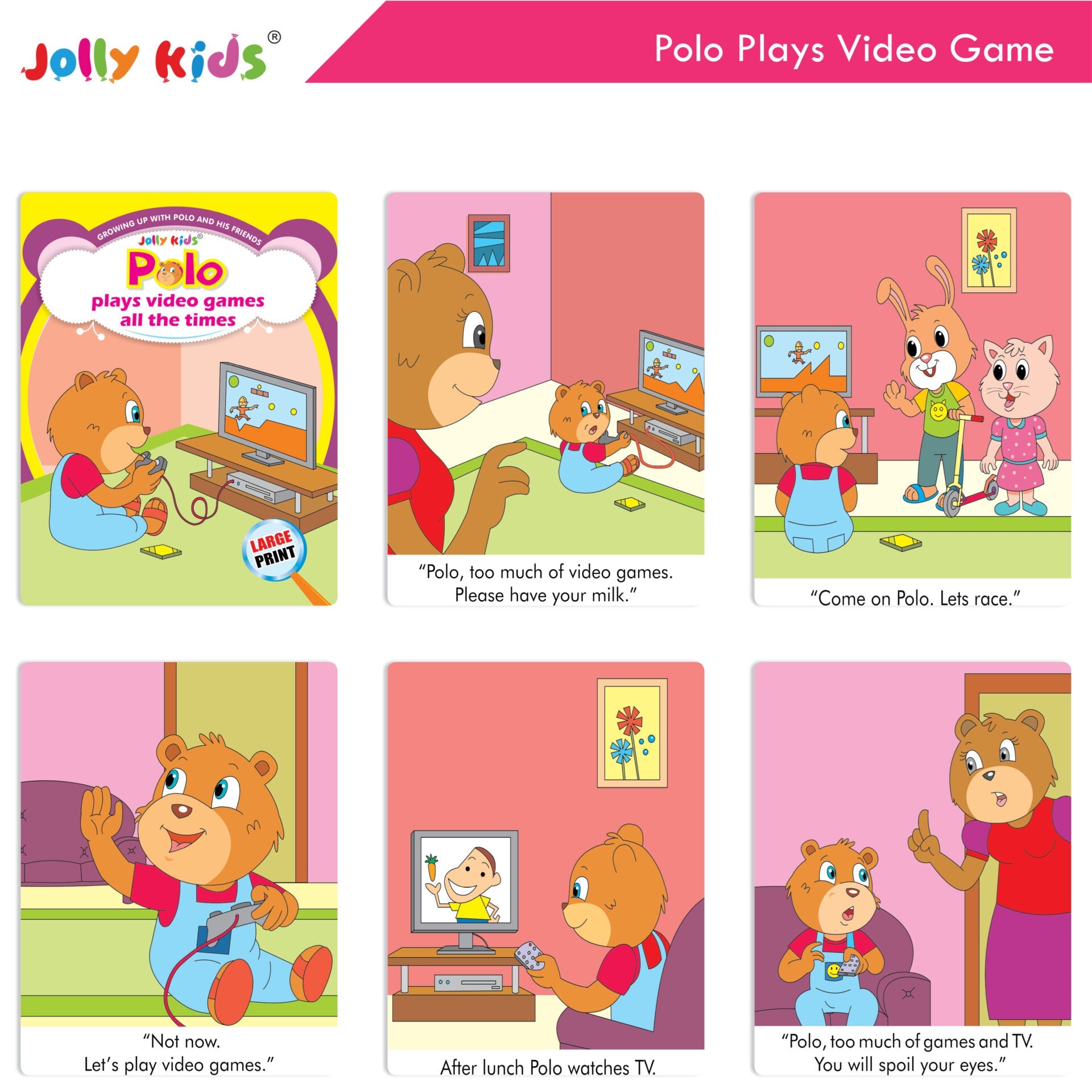 Jolly Kids Growing Up with Polo and His Friends Character Base Stories Books Set of 8| Large Picture Stories Books for Kids Ages 3 -8 Years | Grocsy