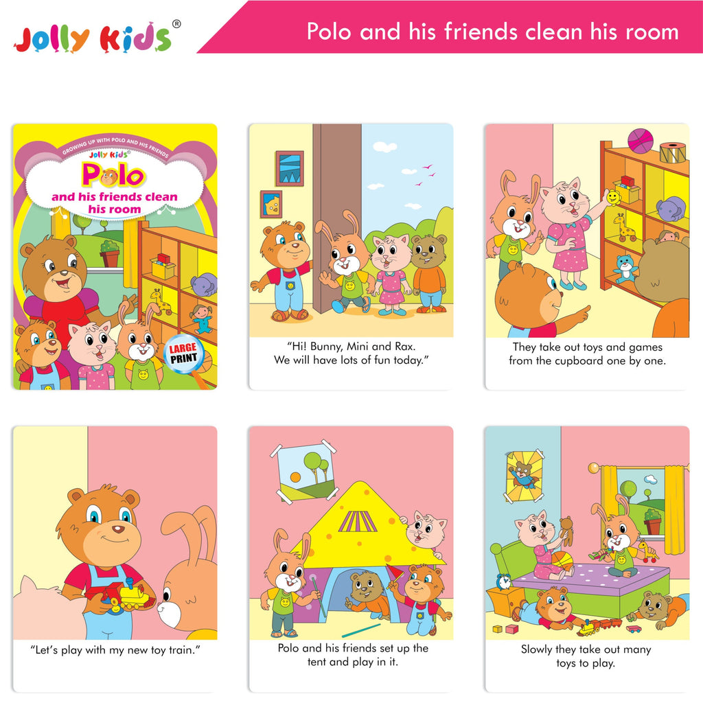 Jolly Kids Growing Up with Polo and His Friends Character Base Stories Books Set of 8| Large Picture Stories Books for Kids Ages 3 -8 Years | Grocsy