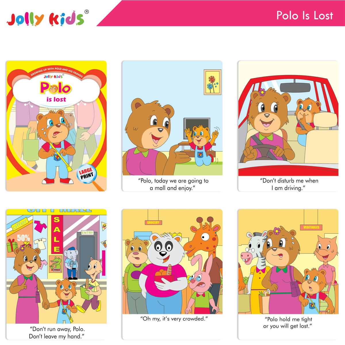 Jolly Kids Growing Up with Polo and His Friends Character Base Stories Books Set of 8| Large Picture Stories Books for Kids Ages 3 -8 Years | Grocsy