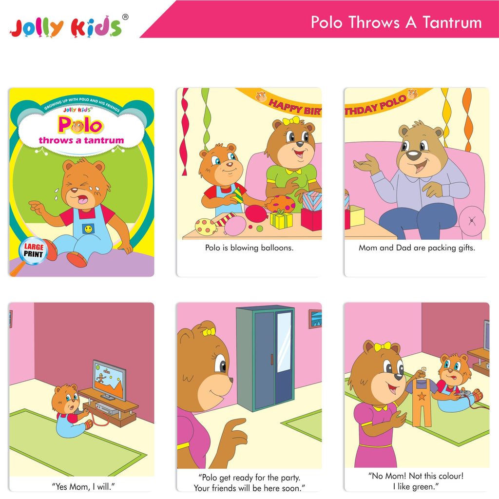 Jolly Kids Growing Up with Polo and His Friends Character Base Stories Books Set of 8| Large Picture Stories Books for Kids Ages 3 -8 Years | Grocsy