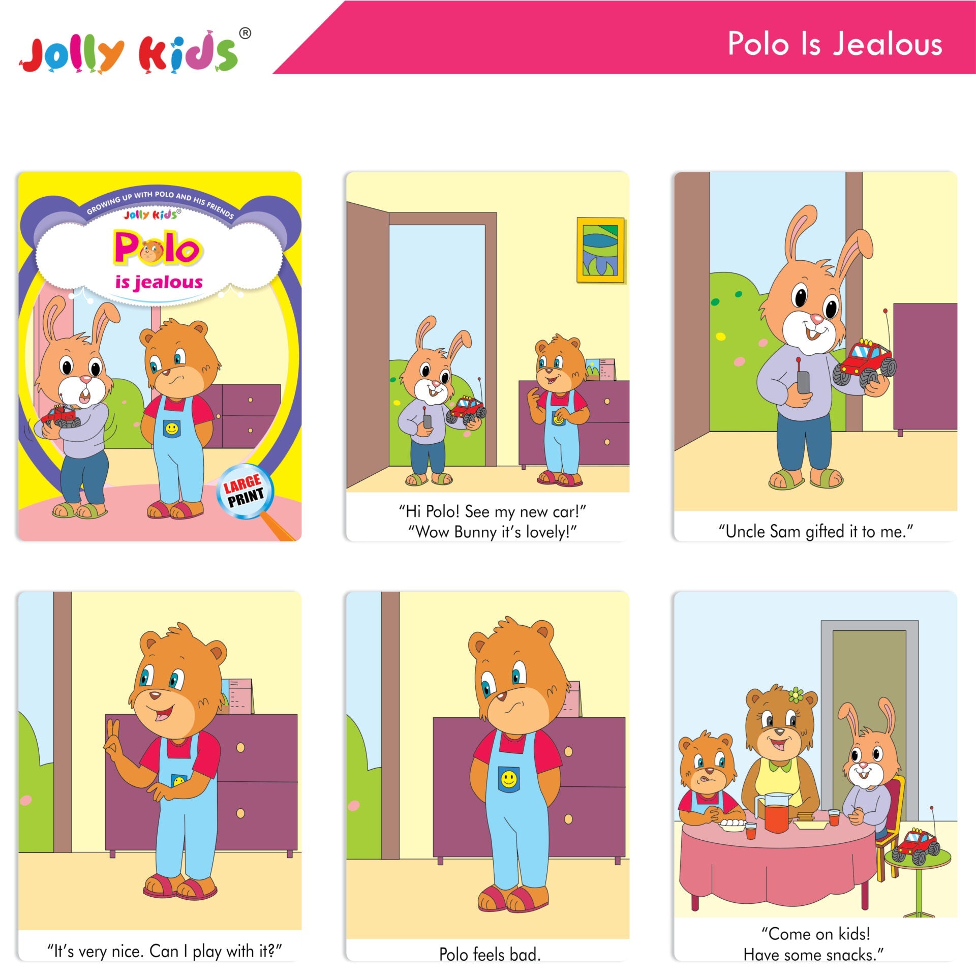 Jolly Kids Growing Up with Polo and His Friends Character Base Stories Books Set of 8| Large Picture Stories Books for Kids Ages 3 -8 Years | Grocsy