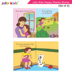 Jolly Kids Large Print Read With Happy Phonics Stories Books Set of 6| Early Year Reading Book| Vowel Sounds Stories Books Ages 3-8 Years | Grocsy