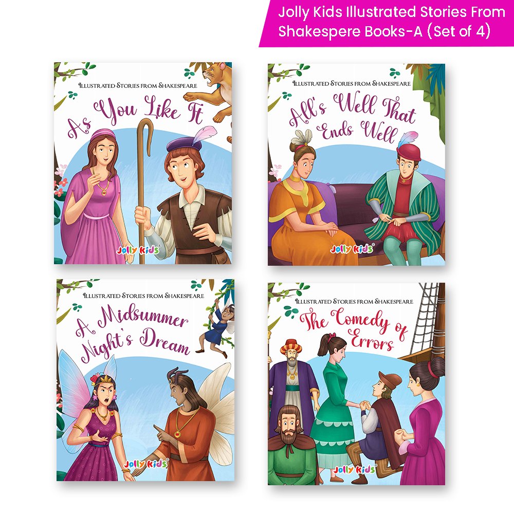 Shakespeare for Young Minds: Jolly Kids' Illustrated Stories A Combo Set of 4 Ages 6-12 Years | Grocsy