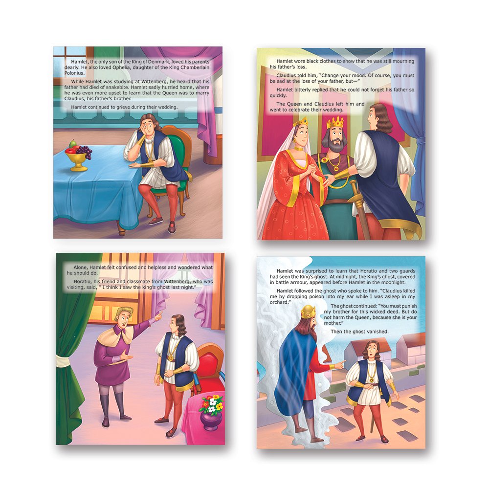 Shakespeare for Young Minds: Jolly Kids' Illustrated Stories B Combo Set of 4 Ages 6-12 Years | Hamlet, Macbeth, Much Ado About Nothing, Othello | Grocsy
