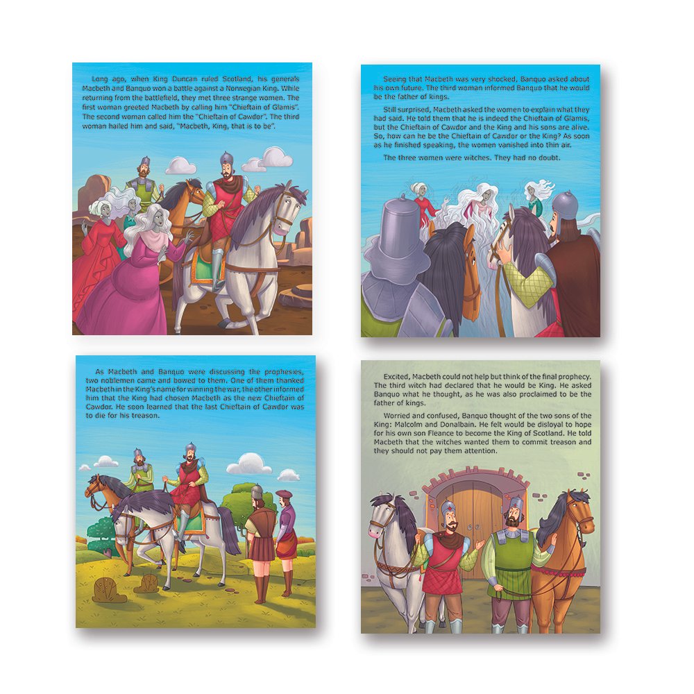 Shakespeare for Young Minds: Jolly Kids' Illustrated Stories B Combo Set of 4 Ages 6-12 Years | Hamlet, Macbeth, Much Ado About Nothing, Othello | Grocsy