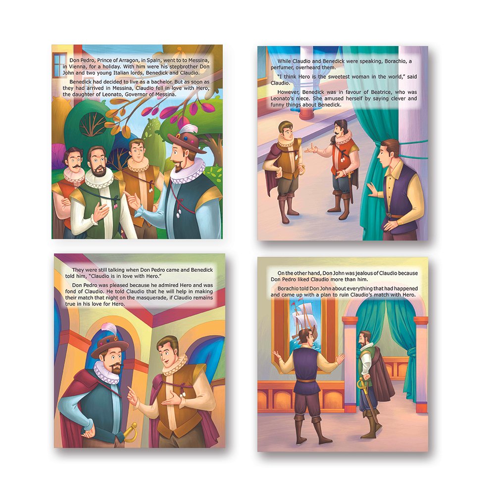 Shakespeare for Young Minds: Jolly Kids' Illustrated Stories B Combo Set of 4 Ages 6-12 Years | Hamlet, Macbeth, Much Ado About Nothing, Othello | Grocsy