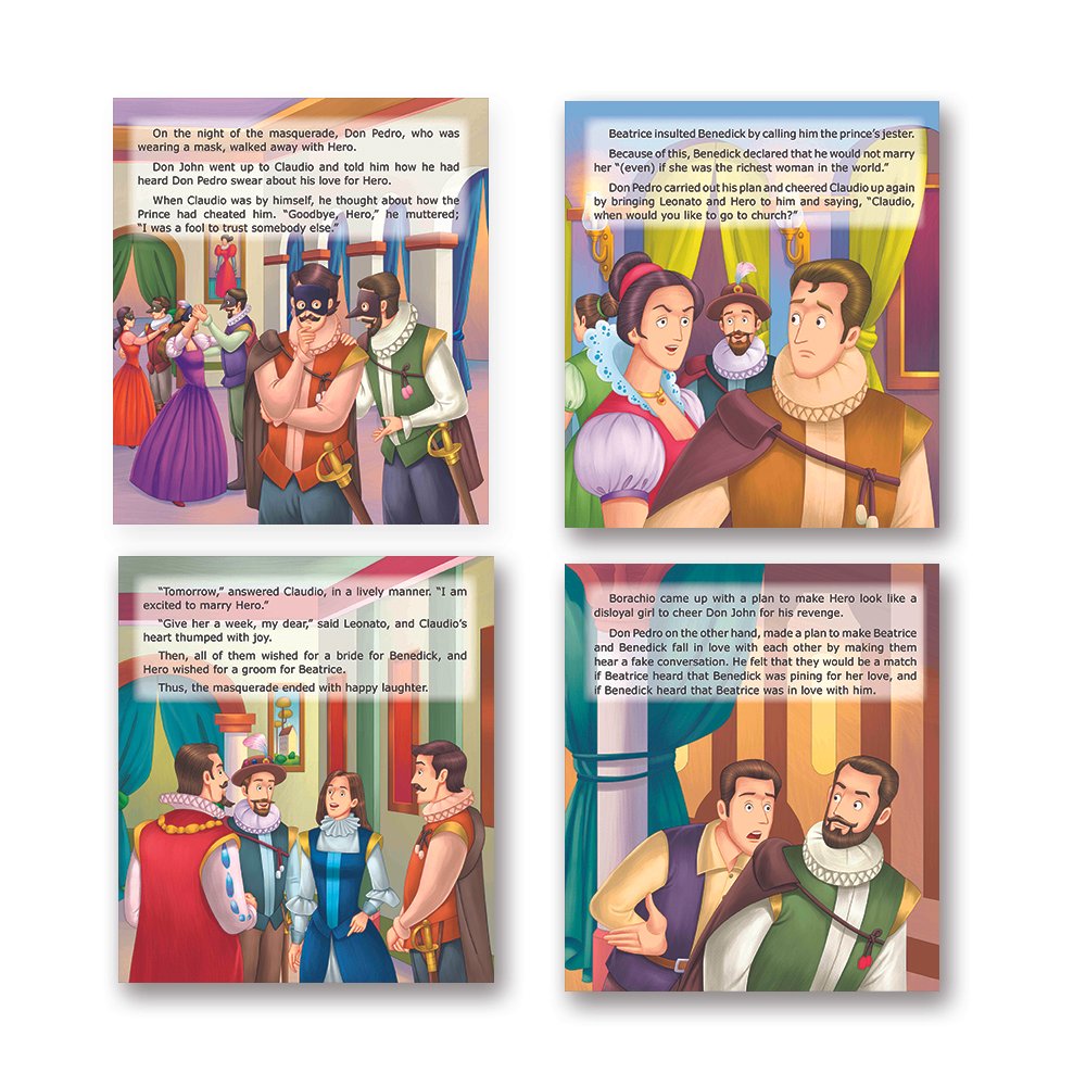 Shakespeare for Young Minds: Jolly Kids' Illustrated Stories B Combo Set of 4 Ages 6-12 Years | Hamlet, Macbeth, Much Ado About Nothing, Othello | Grocsy
