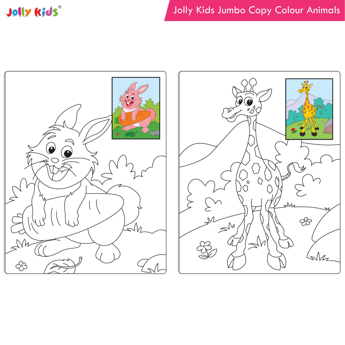 Jolly Kids Jumbo Copy Colouring Books for Kids| Fun Colouring Activity Books: Birds, Dinosaurs, Animals & Ocean| Ages 3-10 Years | Grocsy