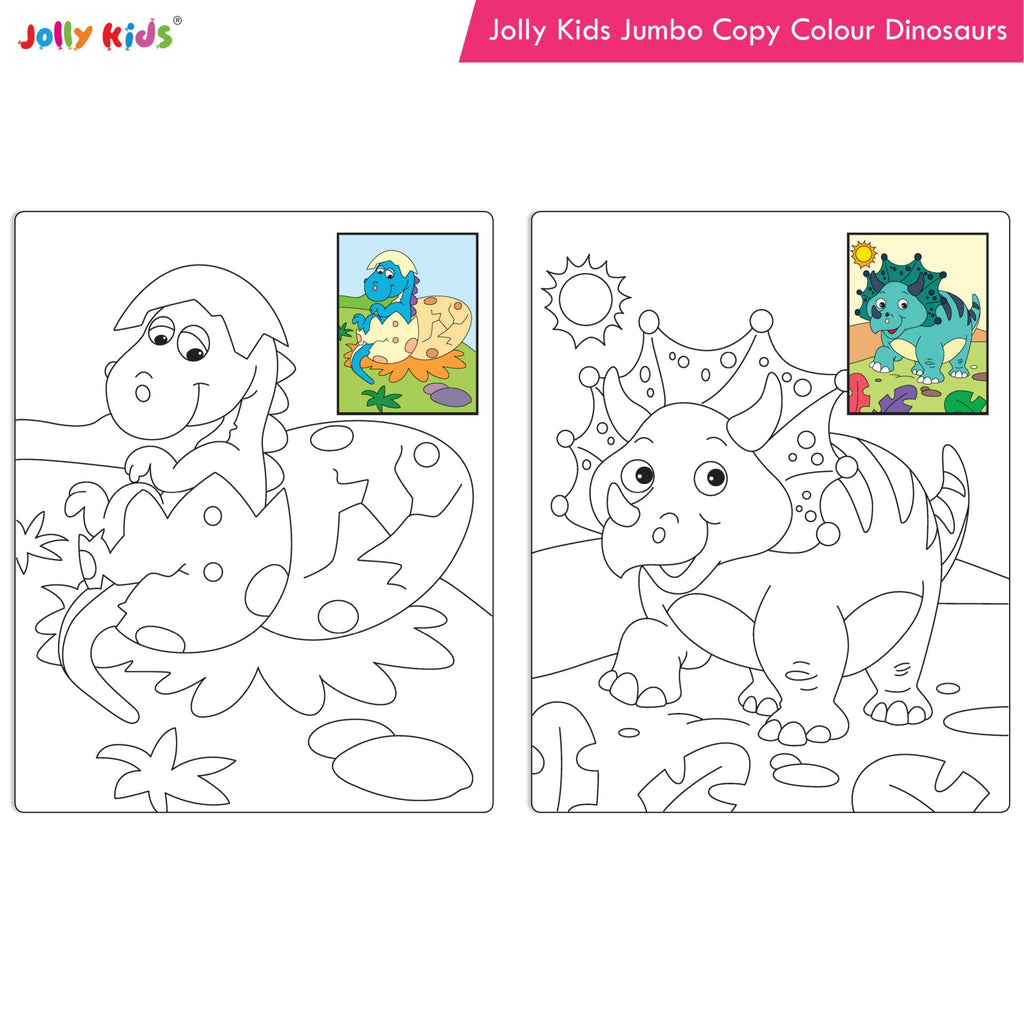 Jolly Kids Jumbo Copy Colouring Books for Kids| Fun Colouring Activity Books: Birds, Dinosaurs, Animals & Ocean| Ages 3-10 Years | Grocsy