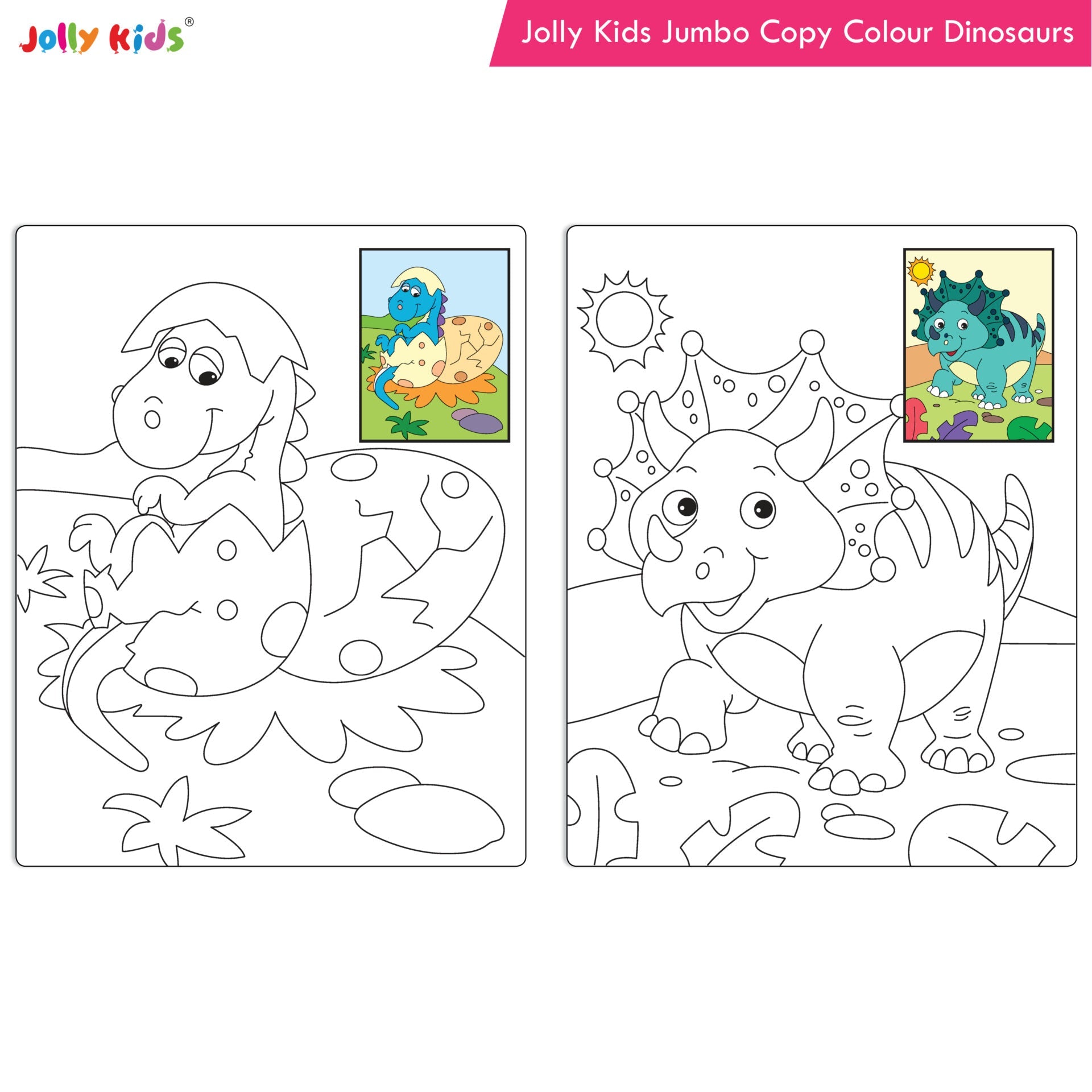 Jolly Kids Jumbo Copy Colouring Books for Kids| Fun Colouring Activity Books: Birds, Dinosaurs, Animals & Ocean| Ages 3-10 Years | Grocsy
