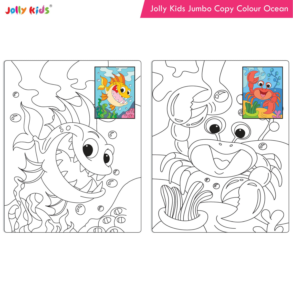 Jolly Kids Jumbo Copy Colouring Books for Kids| Fun Colouring Activity Books: Birds, Dinosaurs, Animals & Ocean| Ages 3-10 Years | Grocsy
