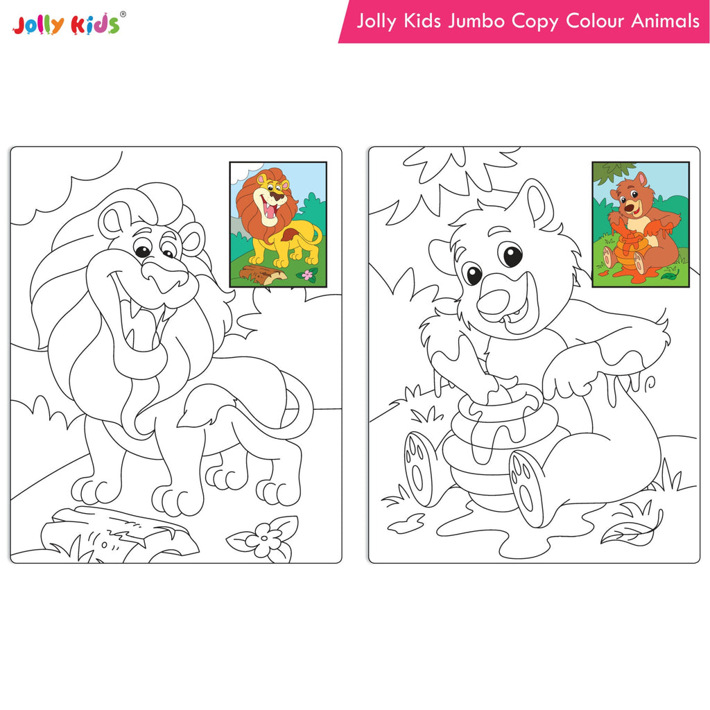 Jolly Kids Jumbo Copy Colouring Books for Kids| Fun Colouring Activity Books: Birds, Dinosaurs, Animals & Ocean| Ages 3-10 Years | Grocsy