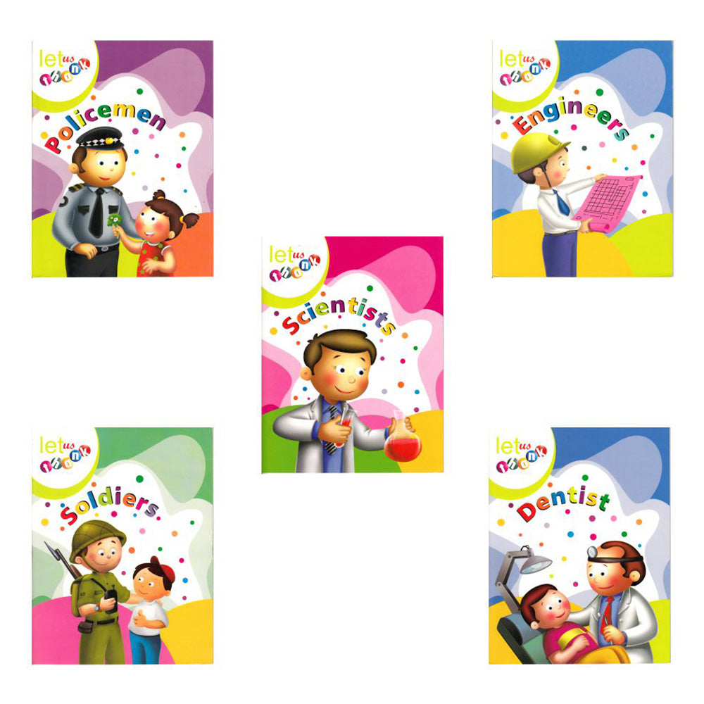 Jolly Kids Let Us Thank To Policemen-Scientist-Soldier-Engineer-Dentist Short Story Books Set of 5| Ages 3-7 Year | Grocsy
