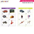 Jolly Kids Let?s Spell 3-4-5-6 Letter Words Books Set of 4| 3 Letter Words | 4 Letter Words| 5 Letter Words| 6 Letter Words| Ages 3-7 years | Grocsy