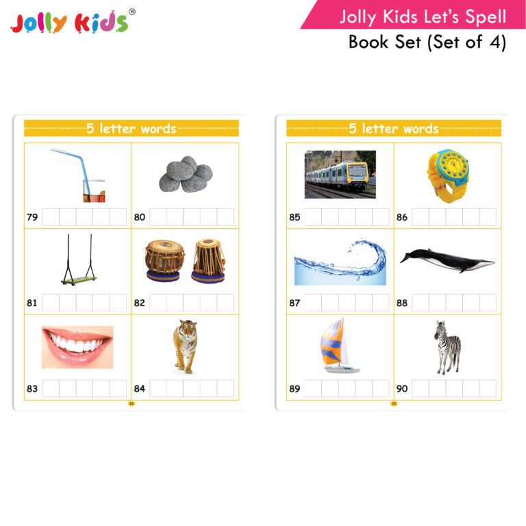 Jolly Kids Let?s Spell 3-4-5-6 Letter Words Books Set of 4| 3 Letter Words | 4 Letter Words| 5 Letter Words| 6 Letter Words| Ages 3-7 years | Grocsy