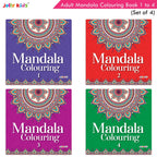 Jolly Kids Adults Mandala Colouring Books Set of 4| Ideal for Stree Relieving, Relaxing and Meditation Books for Teenagers | Grocsy