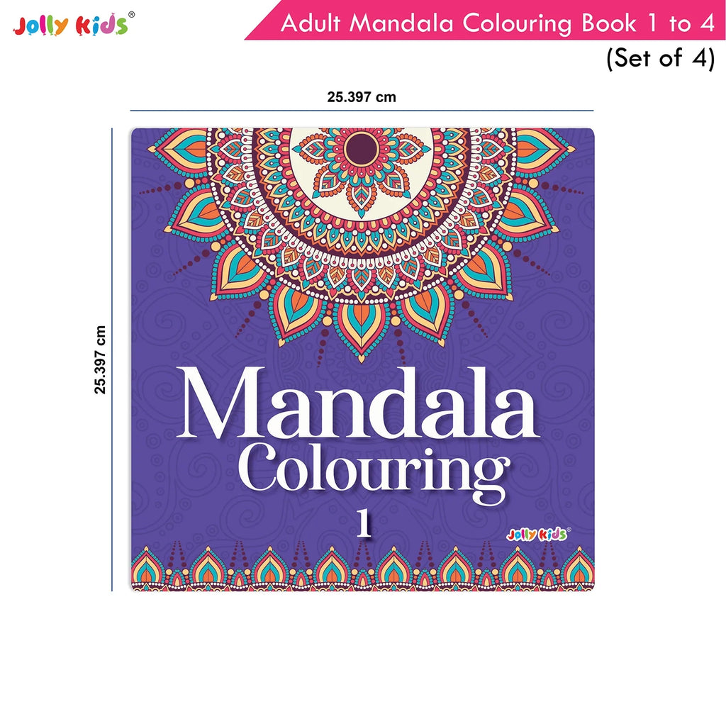 Jolly Kids Adults Mandala Colouring Books A Set of 2| Ideal For Stress Relieving, Relaxing & Meditation Books for Teenager | Grocsy