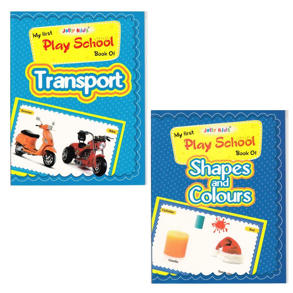 Jolly Kids My First Play School Book Set of 7| Ages 1 - 4 Year| Picture Learing Books like Alphabet, Vegetables, Fruits | Grocsy