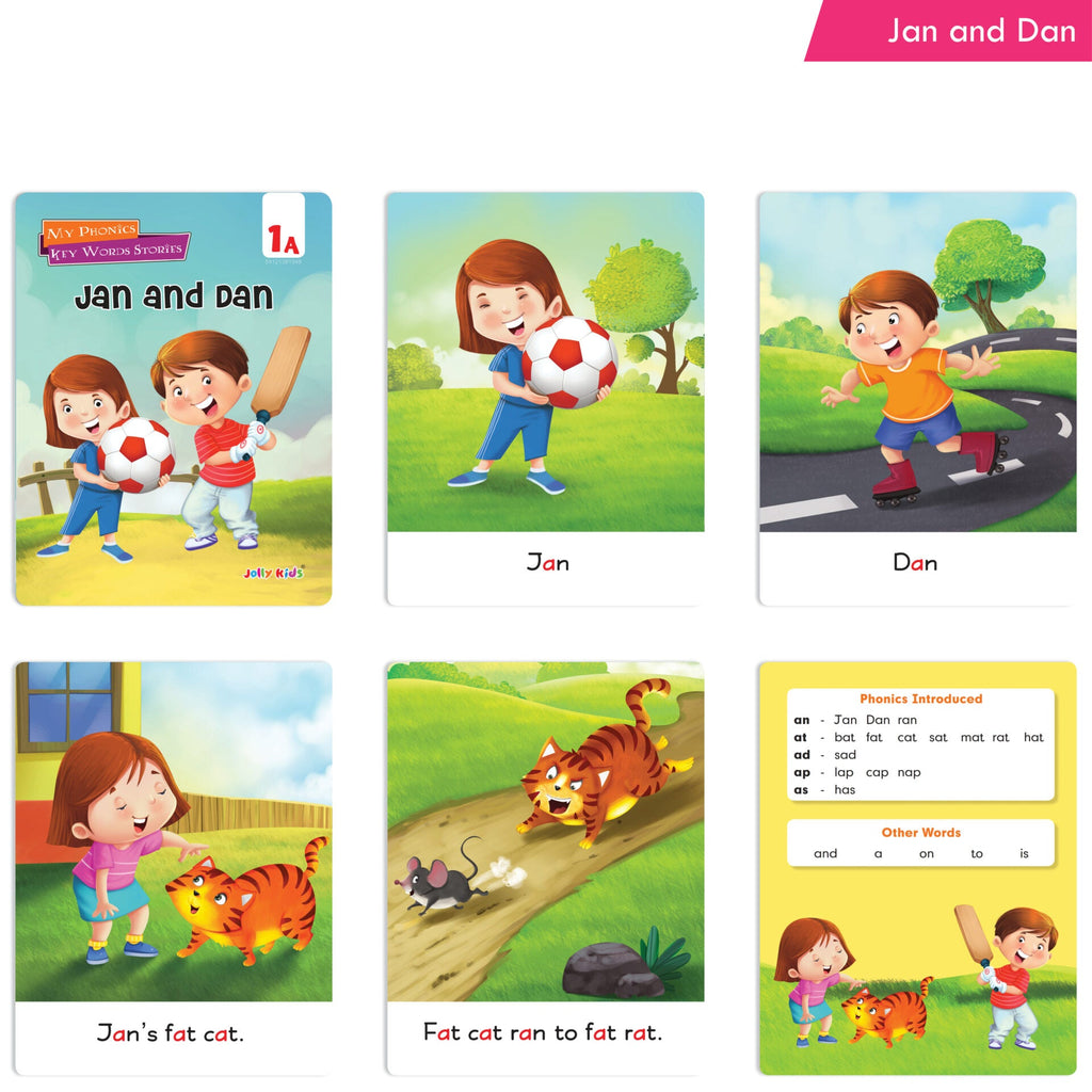 Jolly Kids My Phonic Key Words Stories Books Set of 12| Ages 3-8 Years| Phonics Books | Phonetic Reader Books for Kids | Grocsy
