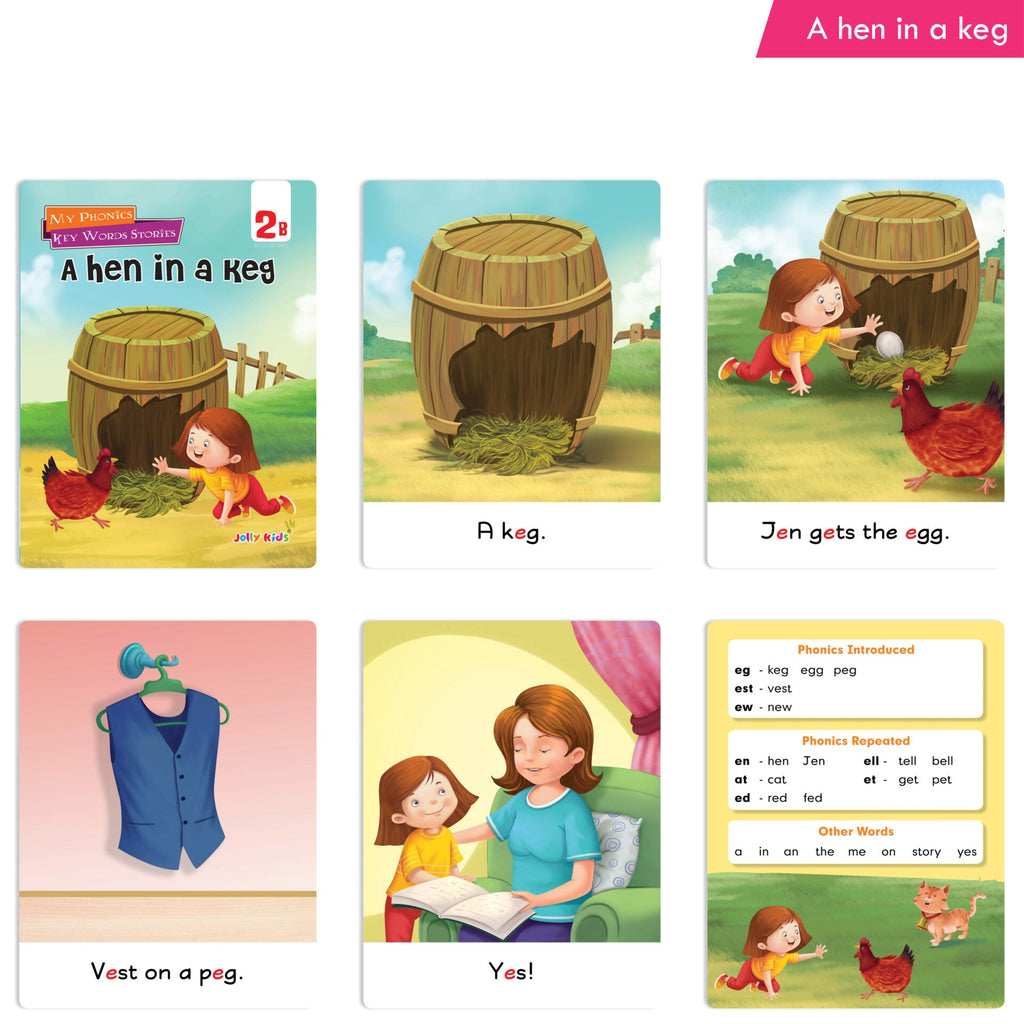 Jolly Kids My Phonic Key Words Stories Books Set of 12| Ages 3-8 Years| Phonics Books | Phonetic Reader Books for Kids | Grocsy