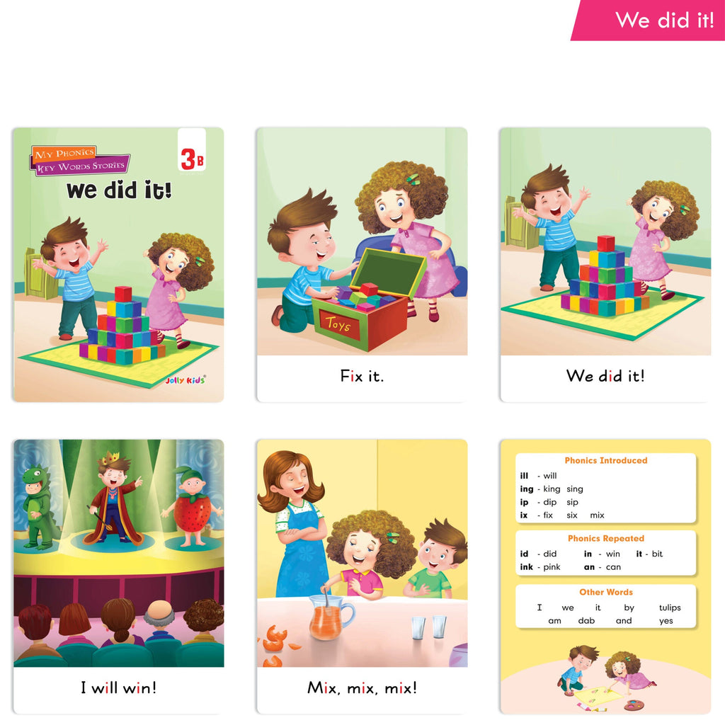 Jolly Kids My Phonic Key Words Stories Books Set of 12| Ages 3-8 Years| Phonics Books | Phonetic Reader Books for Kids | Grocsy