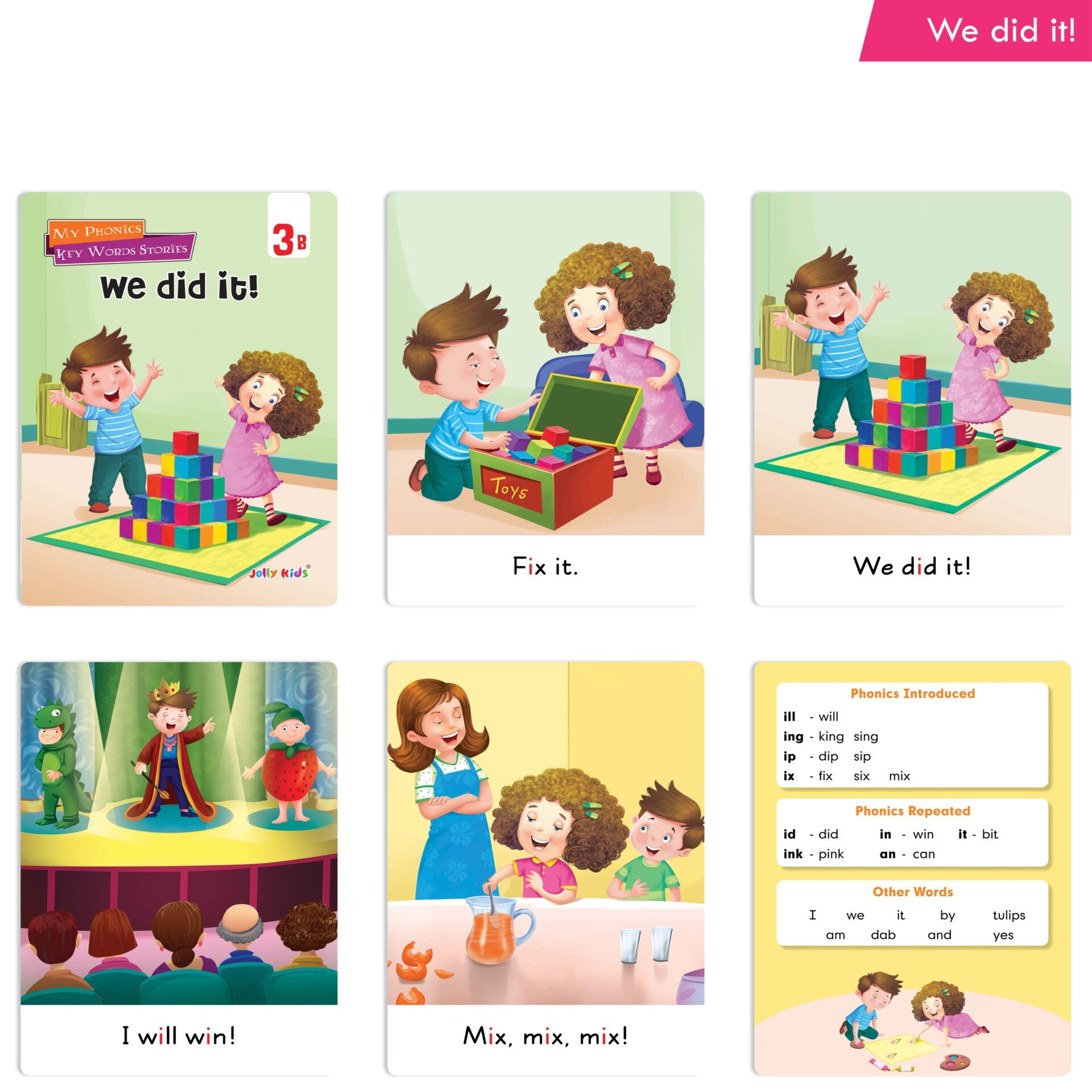 Jolly Kids My Phonic Key Words Stories Books Set of 12| Ages 3-8 Years| Phonics Books | Phonetic Reader Books for Kids | Grocsy