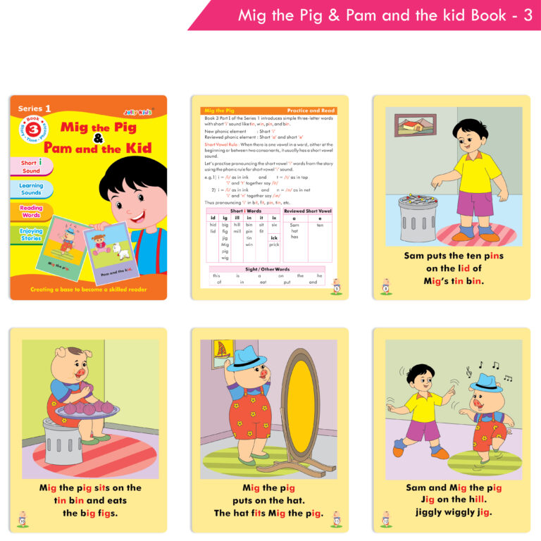 Jolly Kids Story Time Phonics Book Series 1 (Set of 10)| Short & Long Sound| Phonic Sound Stories Book for Kids Ages 4-8 Years | Grocsy