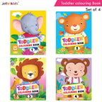Jolly Kids Toddler Colouring Die-Cut Animals Shape Activity Books Set of 4 for Kids| Ages 1-6 Years | Grocsy