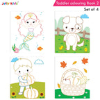 Jolly Kids Toddler Colouring Die-Cut Animals Shape Activity Books Set of 4 for Kids| Ages 1-6 Years | Grocsy