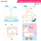 Jolly Kids Toddler Colouring Die-Cut Animals Shape Activity Books Set of 4 for Kids| Ages 1-6 Years | Grocsy
