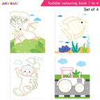 Jolly Kids Toddler Colouring Die-Cut Animals Shape Activity Books Set of 4 for Kids| Ages 1-6 Years | Grocsy