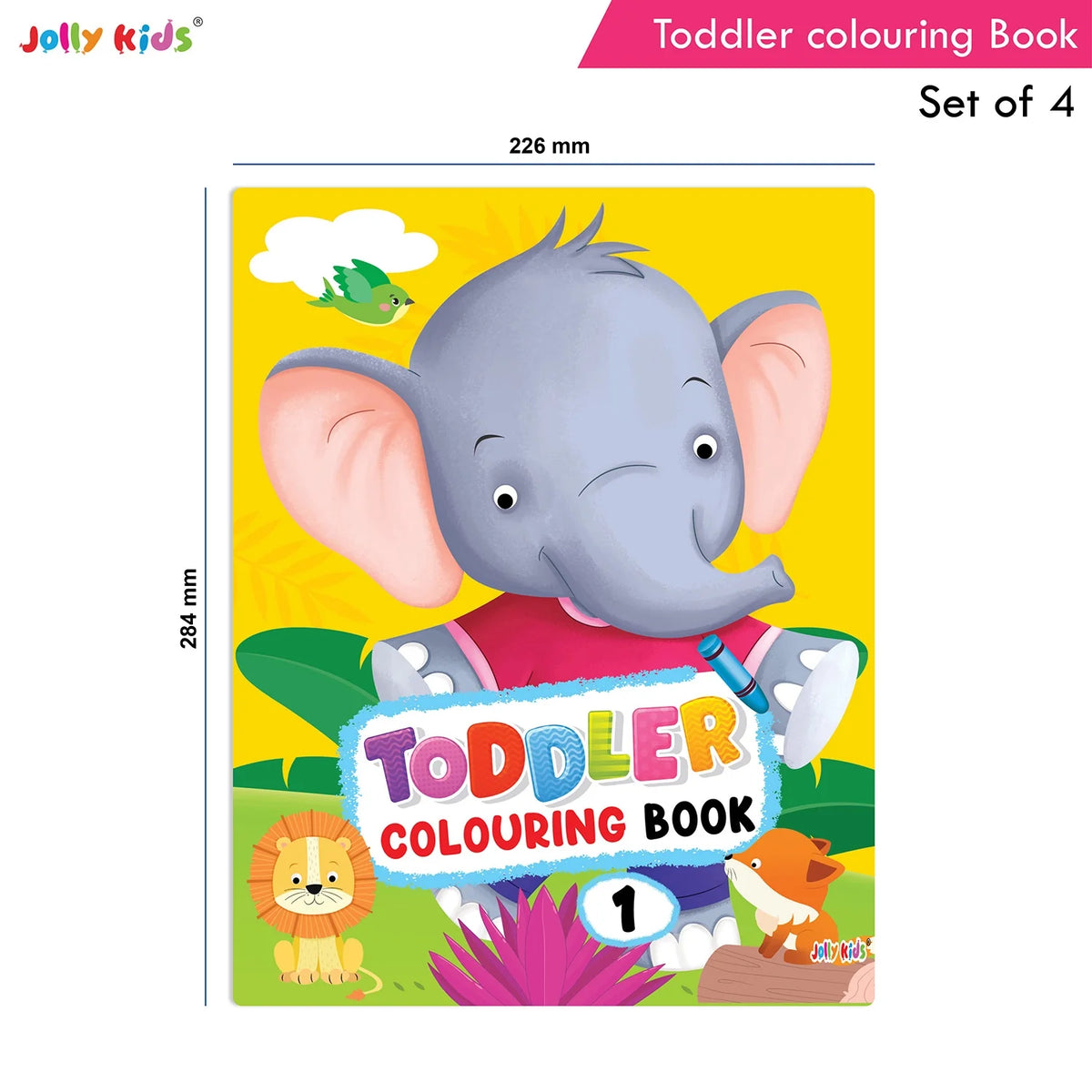 Jolly Kids Toddler Colouring Die-Cut Animals Shape Activity Books Set of 4 for Kids| Ages 1-6 Years | Grocsy