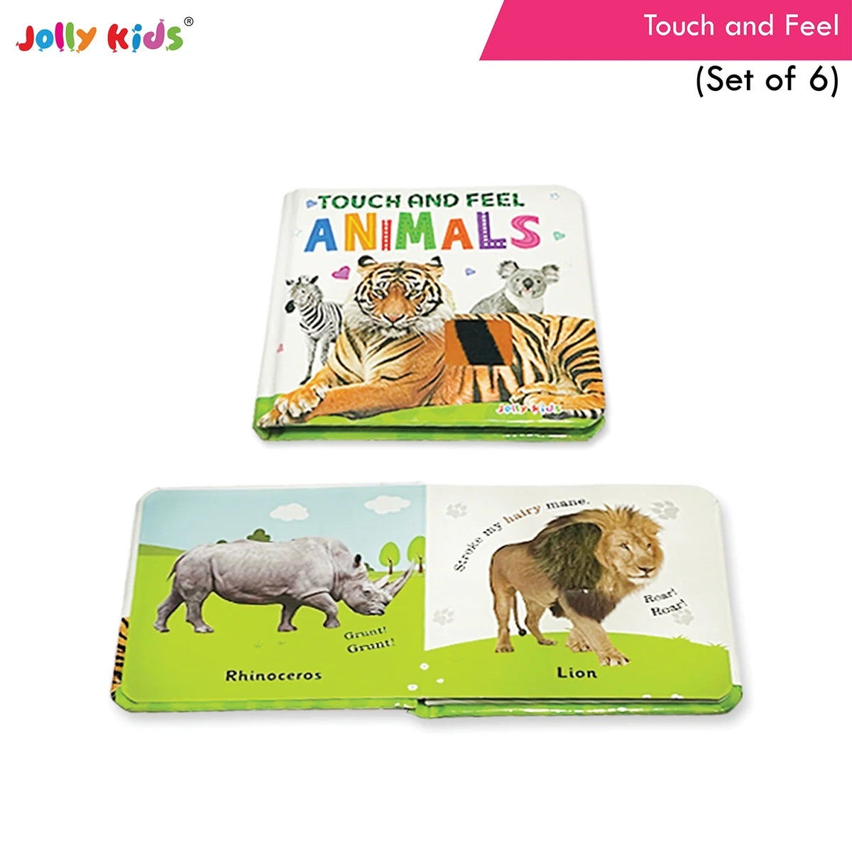 Jolly Kids Touch and Feel Picture Learning Sensory Development Padded Board Books Set of 6 for Infants, Toddlers Gift Ages 0-12 Months | Grocsy