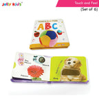 Jolly Kids Touch and Feel Picture Learning Sensory Development Padded Board Books Set of 6 for Infants, Toddlers Gift Ages 0-12 Months | Grocsy