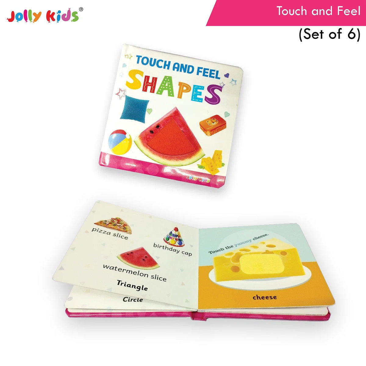 Jolly Kids Touch and Feel Picture Learning Sensory Development Padded Board Books Set of 6 for Infants, Toddlers Gift Ages 0-12 Months | Grocsy