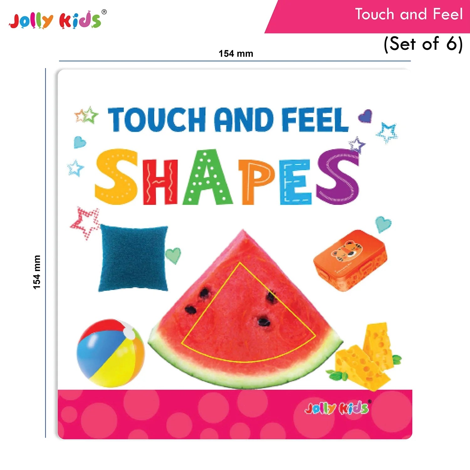 Jolly Kids Touch and Feel Picture Learning Sensory Development Padded Board Books Set of 6 for Infants, Toddlers Gift Ages 0-12 Months | Grocsy