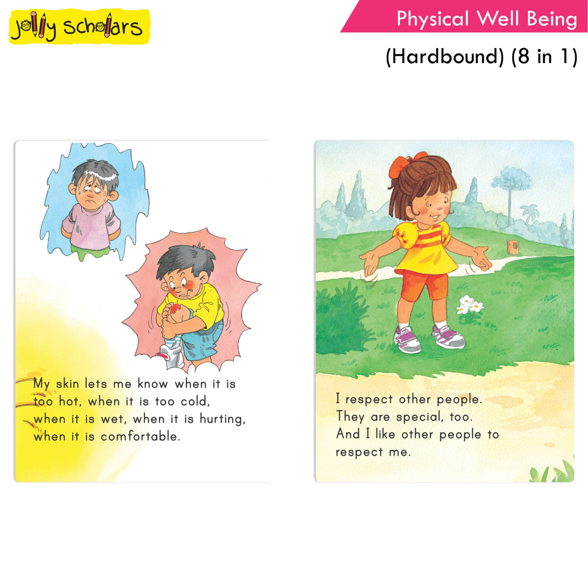 Jolly Scholars Physical Well Being Hardbound 8 in 1 Stories Book for Kids| Promote Physical Health Activity, Fitness & Exercise| Ages 3-6 Years | Grocsy