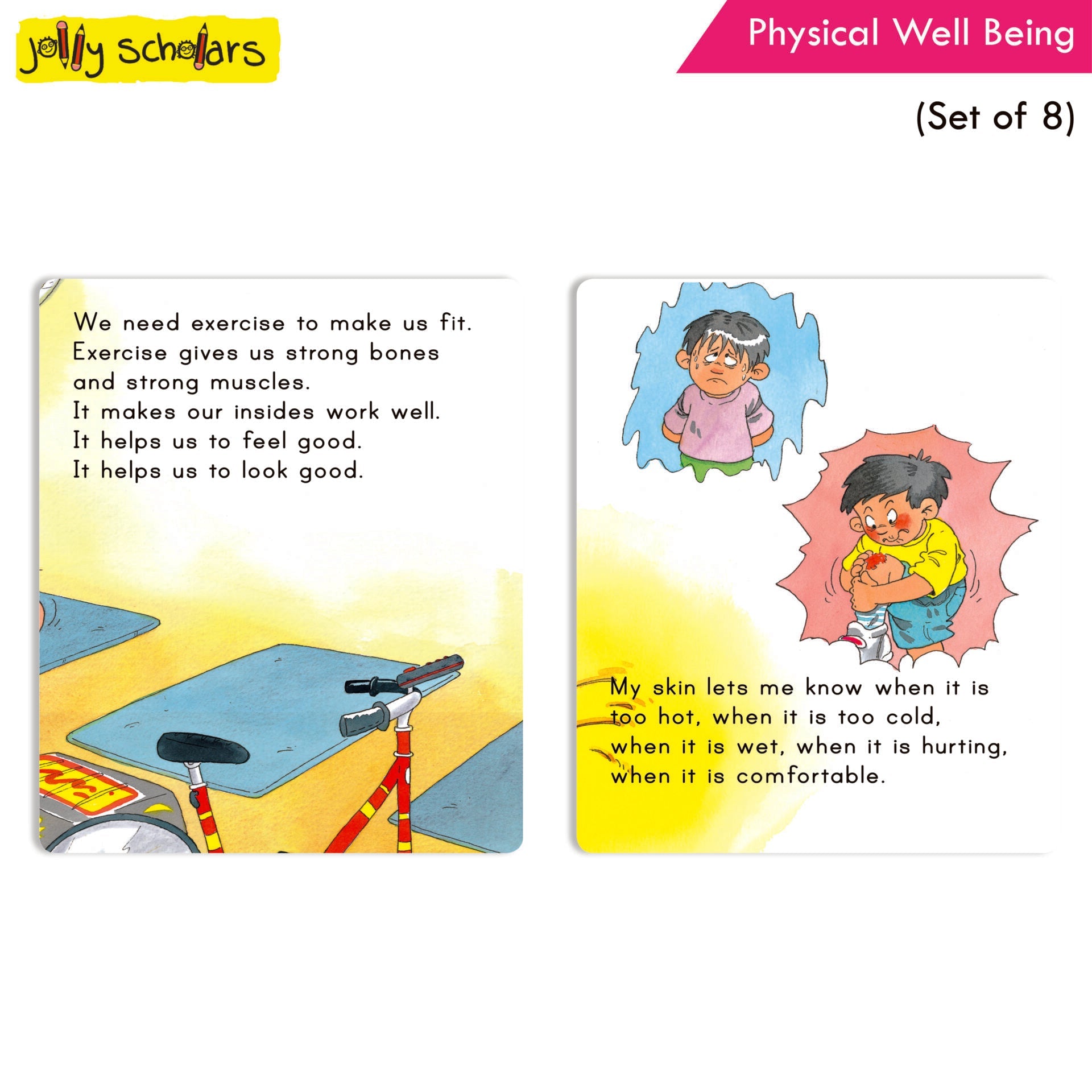 Jolly Scholars Physical Well Being Story Books Set of 8| Promote Physical Health Activity Books Ages 3-6 Years | Grocsy