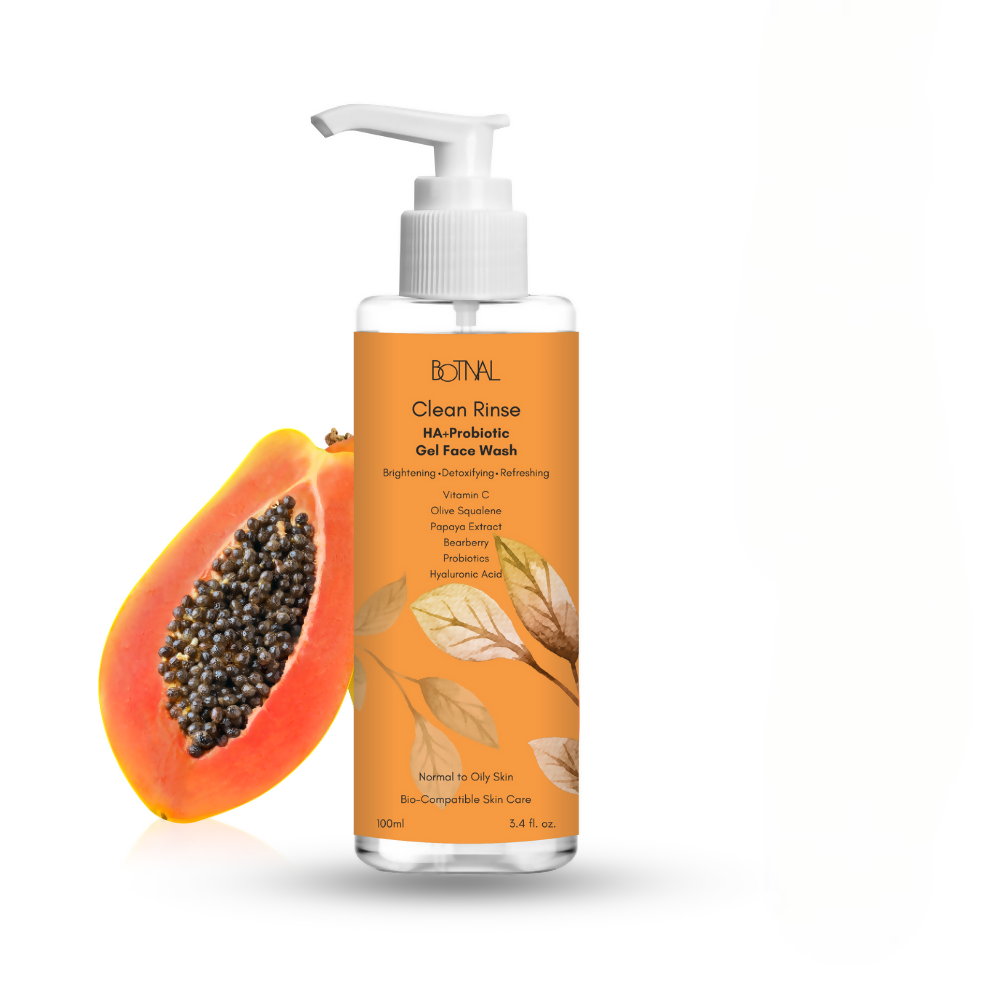 Botnal Clean Rinse Probiotic Gel Face Wash With Vitamin C, Hyaluronic Acid and Papaya | Grocsy