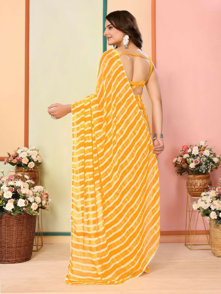 Yellow Georgette Designer Printed Ready To Wear Saree - Elite | Grocsy