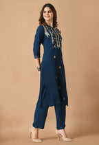 Joban Fashion Navy Cotton Rayon Kurta Set | Grocsy