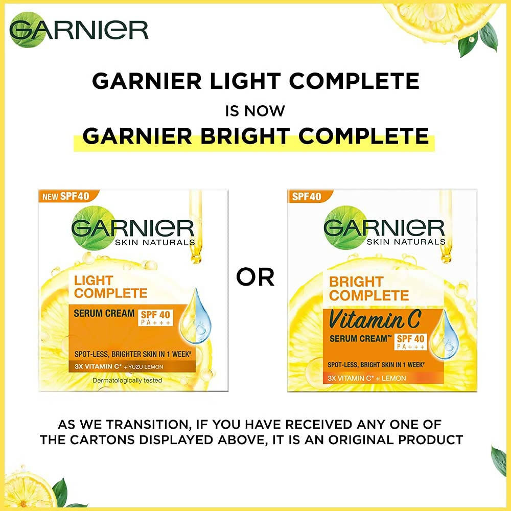 Garnier Bright Complete Vitamin C SPF40/PA+++ Serum Cream | Grocsy